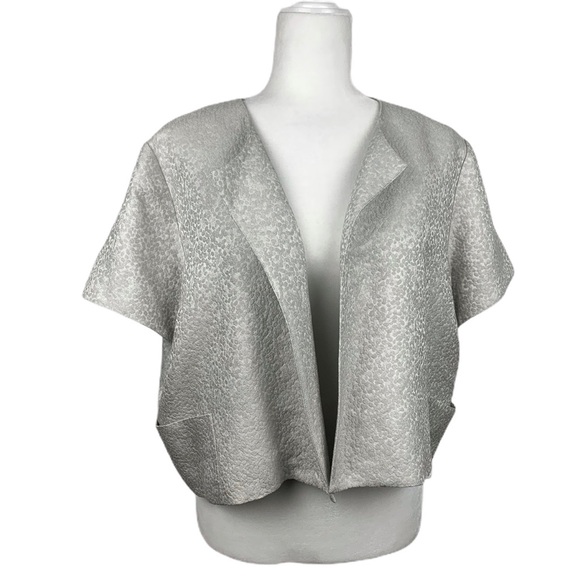 Eileen Fisher Jackets & Blazers - Eileen Fisher Silver Textured Silk Blazer Jacket